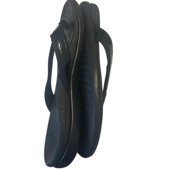 Vionic Tide Black Patent Detail Toe Post Slide Sandals Size 9 - Picture 4 of 8
